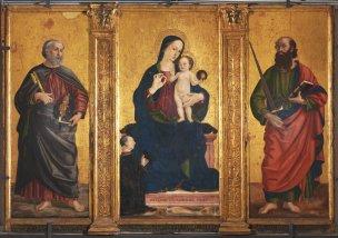 1476 Antoniazzo Romano, Madonna col Bambino e i Ss. Pietro e Paolo , chiesa di San Pietro Apostolo, Mausoleo Cajetani Fondi