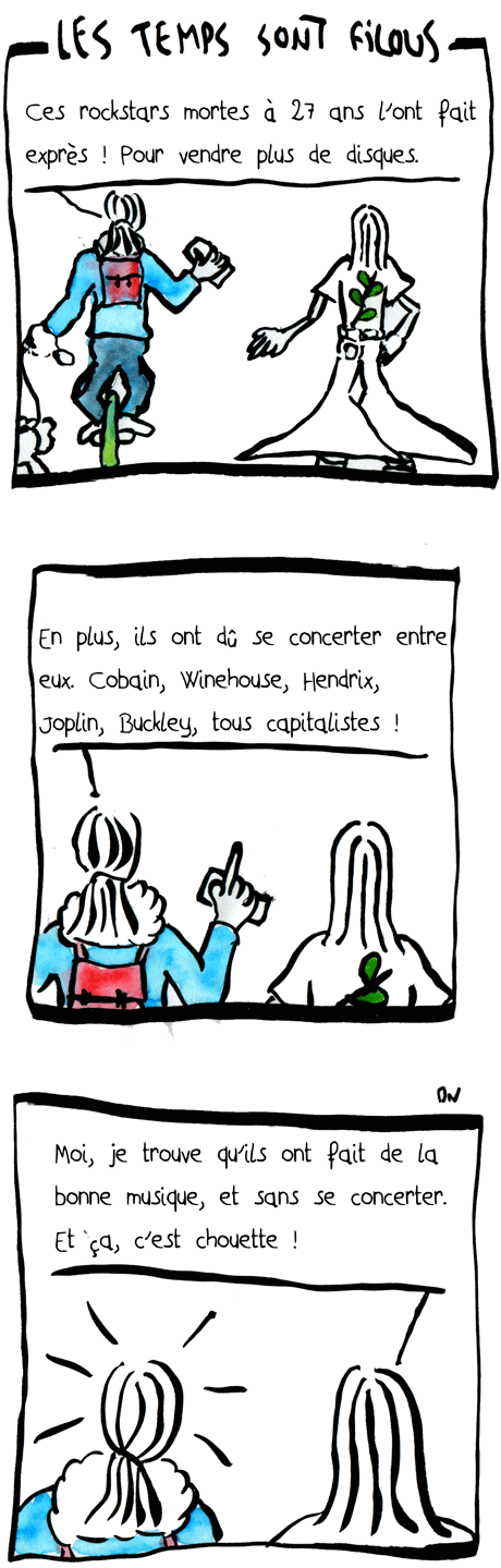 LES TEMPS SONT FILOUS strip de Zéda pour illustrer chronique 7BD sur  LES TEMPS SONT FLOUS de Terreur graphique chez Delcourt