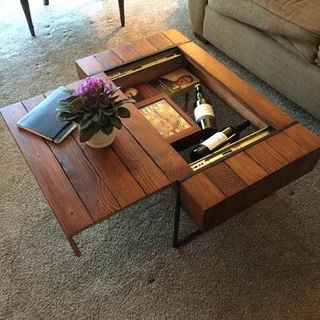 coffee table hidden compartment block coffee table features a sliding top to reveal a storage compartment table measure approx email for custom sizes and features