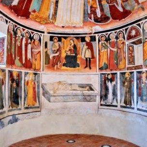 _SVDS 1482 Anonimo piemontese , Madonna con Bambino in trono tra san Giovanni Battista, san Giuliano e donatore Cappella di Madonna Lunga bas