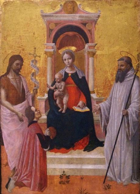 _SVDS 1485-90 Ambrogio Bevilacqua Saint John Baptist, Saint Bernard of Clairveaux and donor Accademia Carrara, Bergame
