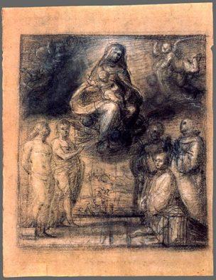SVDS 1511-12 Fra_Bartolomeo_Maria mit Heiligen und dem Stifter Ferry Carondelet esquisse