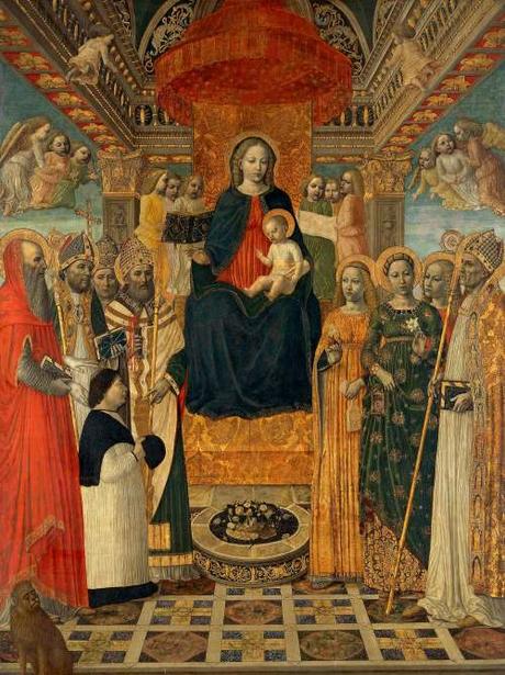 _SVDS 1485 ca il-Bergognone-Sacra-Conversazione avec le protonotaire Gerolamo Calagrani Pinacoteca Ambrosiana Milan