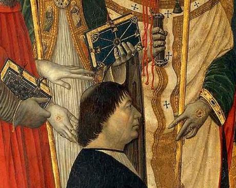 _SVDS 1485 ca il-Bergognone-Sacra-Conversazione avec le protonotaire Gerolamo Calagrani Pinacoteca Ambrosiana Milan detail