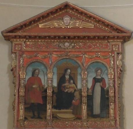 6-2 Le donateur-humain : en Italie, dans une Maesta 1498-1502 Bevilacqua San Modesto, Vito et Crescenzia eglise de San Vito, Somma Lombardo