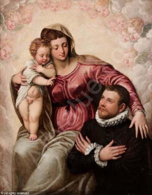 VD 1550 - 1599 Tintoret Madonne vec St Jean Baptiste donateur Coll priv.