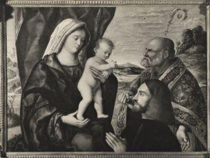 VDS 1490 - 1524 Maestro veneto dell'Incredulita di San Tommaso, Vierge a l'Enfant avec Saint Nicolas et un donateur coll privee