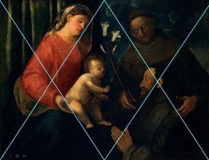 VDS 1530-40 Busi Giovanni, Madonna con Bambino, sant'Antonio da Padova e donatore Chiesa di S. Francesco, Rovigo schema