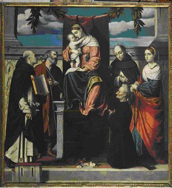 JVD 1525-30 moretto Pala di Orzinuovi santi-domenico-giuseppe-et-vincenzo-ferrer-lucia-e-un-committente-