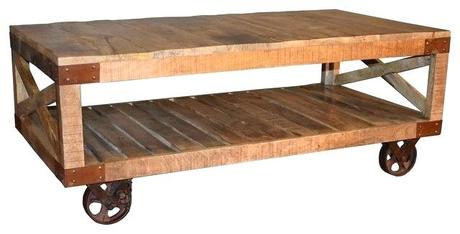 industrial coffee table cart solid wood industrial cart coffee table