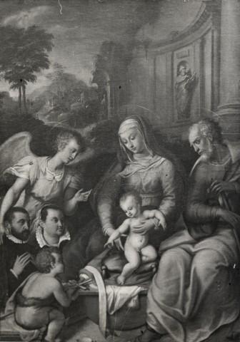1525 - 1575 Anonyme piemontais Sacra Famiglia con san Giovannino, un angelo e donatori loc inconnue