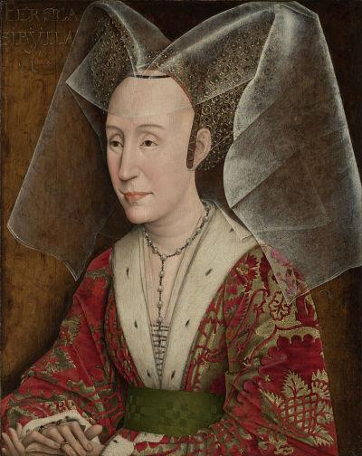 1450 ca Rogier_van_der_Weyden_(workshop_of)_-_Portrait_of_Isabella_of_Portugal Getty Museum Malibu