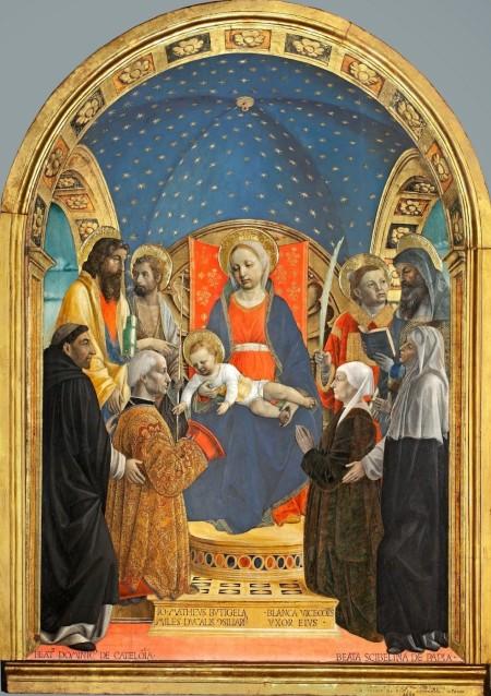 1480-84 Bottigella Altarpiece Vincenzo Foppa, Madonna con Matteo Bottigella e Bianca Visconti , Museo civico Pavia
