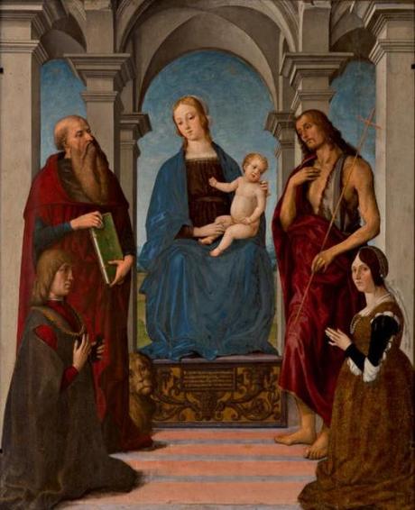 1490-1500 Meloni, Marco attr Pala Rangoni Nicolo Rangoni et sa femme Bianca Bentivoglio Galleria e Museo Estense, Modena