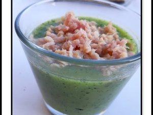 Velouté de courgettes en verrines au jambon