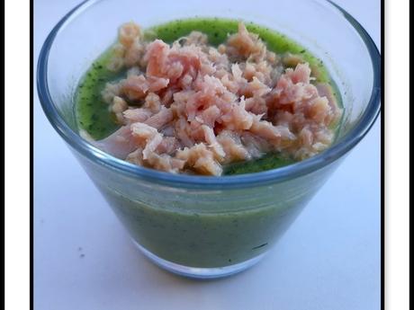 Velouté de courgettes en verrines au jambon