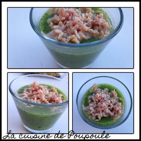 Velouté de courgettes en verrines au jambon