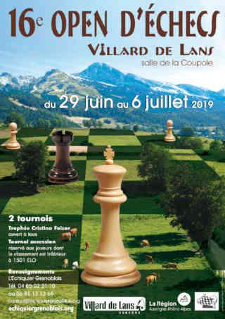 L'affiche du 16e Open d’échecs de Villard-de-Lans (Isère)  