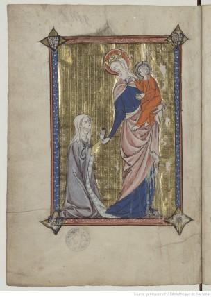 1311 La somme le Roi, ecrite par Lambert le petit Jeanne de Guines et Eu en prieres, Gallica Bibliotheque de l'Arsenal, Ms 6329, f1v