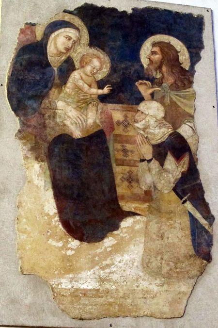 1325 ca Pietro Lorenzetti - San Giovanni Battista presenta un cavaliere alla Madonna col bambino. - Basilica di San Domenico, Siena