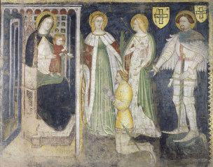 1382 Simone da Corbetta Santa Caterina, Sant’Orsola, San Giorgio e il committente Teodorico da Coira Dalla chiesa di Santa Maria dei Servi di Milano