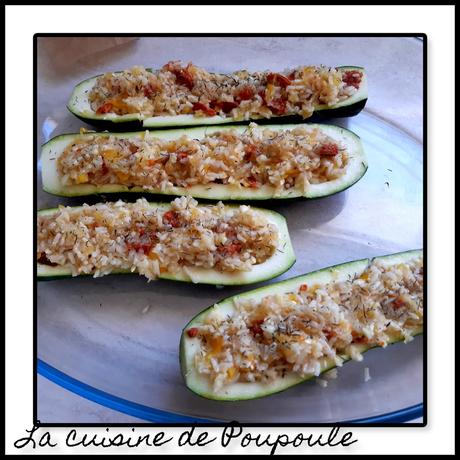 Courgettes farcies au chorizo, chèvre et riz by Manue Courgettes farcies au chorizo, chèvre et riz by Manue