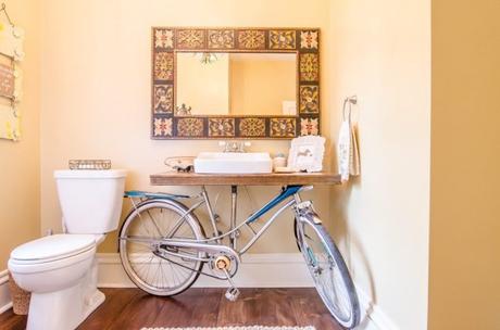 déco vélo salle de bain marron carreaux - blog déco - clem around the corner