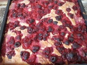 Gâteau aux framboises et flocons d'avoine