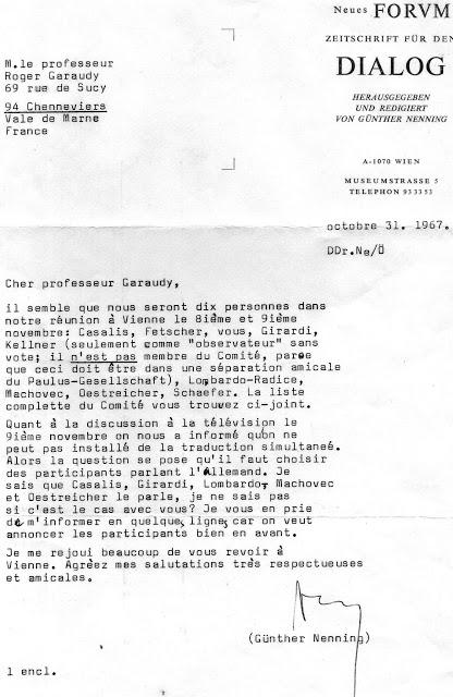 Lettres de E. Lange et G. Nenning (Dialogue chrétiens-marxistes, 1967-1968)