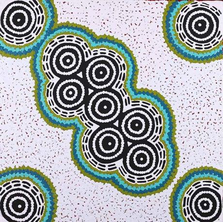 Focus sur une peinture aborigène pointilliste : le Rêve de la Fourmi Volante