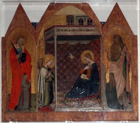1350 ca Puccio_di_simone,_annunciazione_tra_i_ss._giuliano_e_g._battista,_con_committenti_Basilica of San Lorenzo