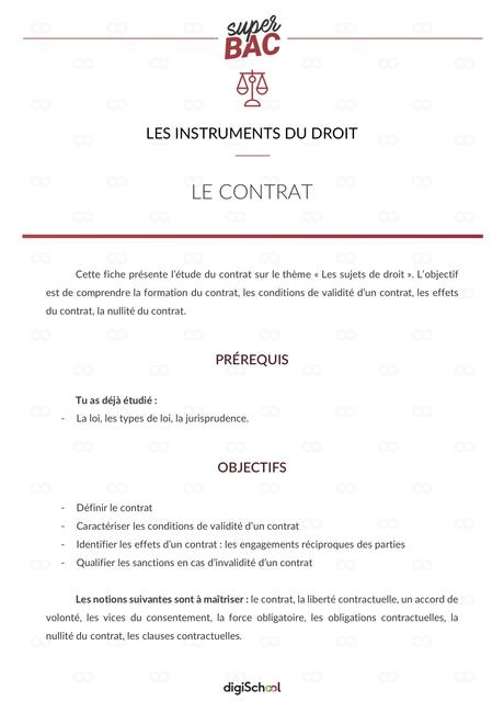 Le contrat - Cours Spé DGEMC Bac L
