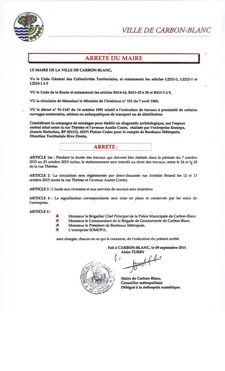 Arrêtés du Maire - Mairie de Carbon Blanc