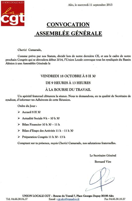 CONVOCATION ASSEMBLEE GENERALE DES SYNDIQUES - Le BLOG de L'UNION ...