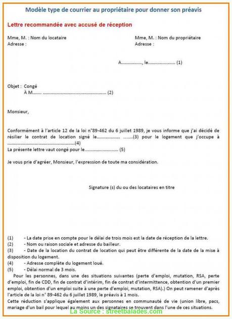 Bien Lettre De Résiliation Appartement Crous 15+ Lettre De Préavis ...