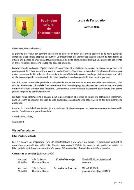 La Lettre d'info de janvier 2018 de l'association Patrimoine ...