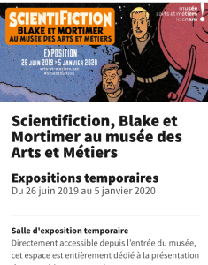 Scientifiction « Blake et Mortimer » 26 Juin au 5 Janvier 2020 – Musée des Arts et Métiers