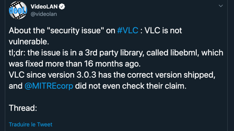 VLC : les développeurs démentent l’existence d’une faille de sécurité