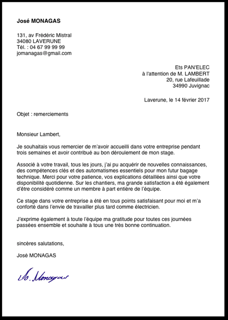 Mod le De Lettre De Remerciement Lire Mod le De Lettre De Remerciement Lire