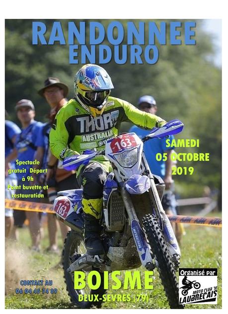 Rando enduro moto de Boisme (79), le samedi 5 octobre 2019 du MC de Laubreçais