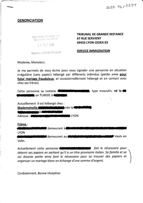 A Lyon, une dénonciation anonyme de mariage blanc distribuée par le ...