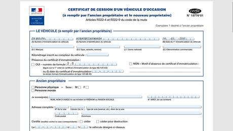 Aider à remplir la Déclaration de cession d'un véhicule [Résolu]