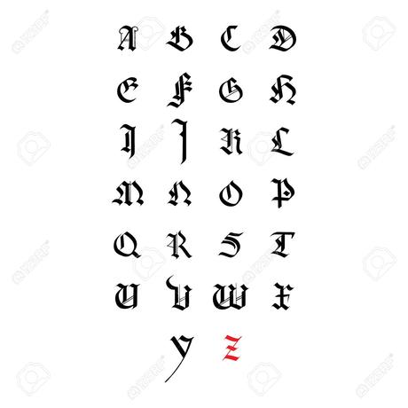 Vector Alphabet. Tiré Par La Main Lettres Médiévales. La ...