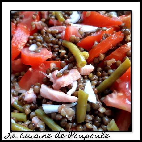 Salade de lentilles, oignon, tomates, lardons Salade de lentilles, oignon, tomates, lardons