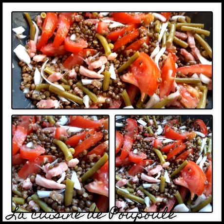 Salade de lentilles, oignon, tomates, lardons Salade de lentilles, oignon, tomates, lardons