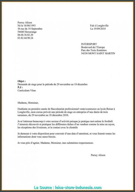 Lettre De Motivation Stage Vente