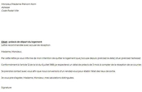 Donner son préavis de départ (logement - location) - Modèle gratuit ...