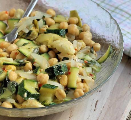 Recette salade de courgettes et pois chiches ww