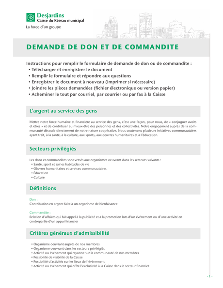 demande de don demande de don et de commandite