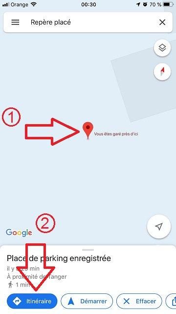 Retrouver l’emplacement de votre place de parking avec Google Maps